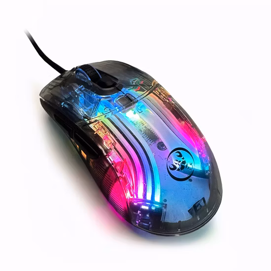 Pièces d'ordinateur, souris de jeu transparente filaire à 7 touches
